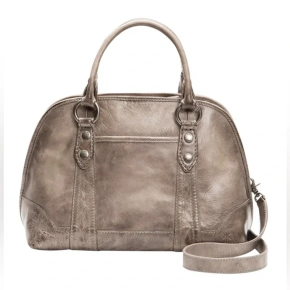 Frye Melissa Dome Satchel Gray Leather Crossbody Handbag - Picture 12 of 14